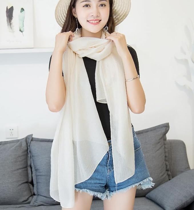 Pashmina ligera y elegante para mujer color blanco miniatura 4