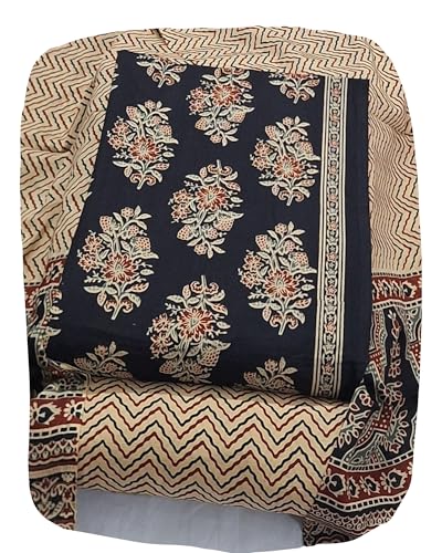 Image of DRAVINAM Trends Women's Premium Cambric Cotton Jaipuri Printed Unstitched Salwar Suit Dress Material with Mulmul Cotton Dupatta
