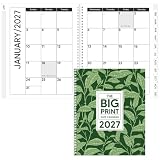 Fullhawl Large Print Calendar 2027 Date Planner, Green, Leaf