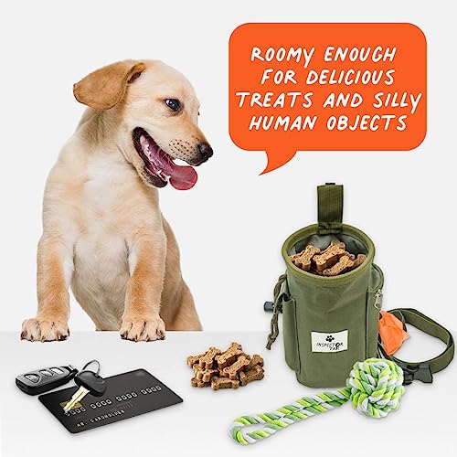 Inspector Tail Dog Treat Bag With Quick Access To Snacks Toys & Built-In Poop Bag Dispenser/Convenient To Use With 3 Ways To Wear For Training Traveling & Walking #TOP1
