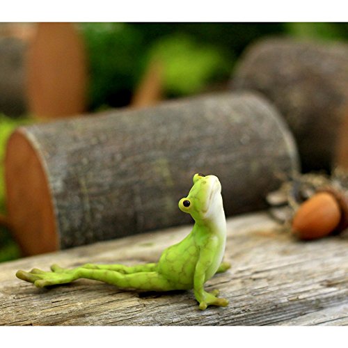 Top Collection Miniature Fairy Garden and Terrarium Yoga Frog Bhujangasana Cobra Pose Statue