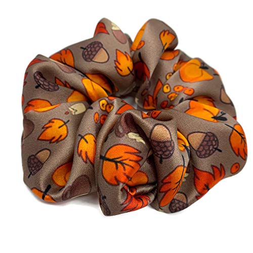 Fall Pumpkins Acorns Pure Silk Scrunchies
