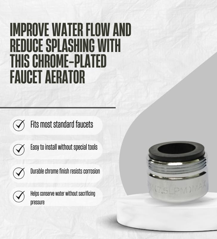4x Plumb Pak 13/16 in.-27 Chrome Plated Faucet Aerator Bundle with Work Gloves – Fits Kohler, Barnes, Chicago, Indiana Brass, Briggs, Speakman Faucets – Gift Set (5 Items)
