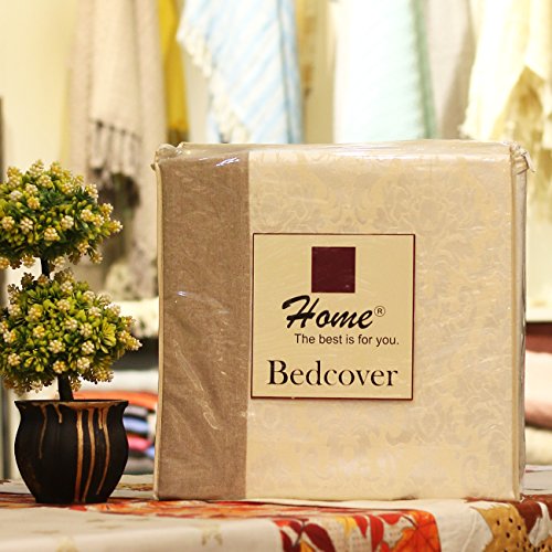 Image of Cotton Jacquard Double Bed Cover King Size /Cream Bed Sheet with 2 Pillow Cover Set (Cream, Double)