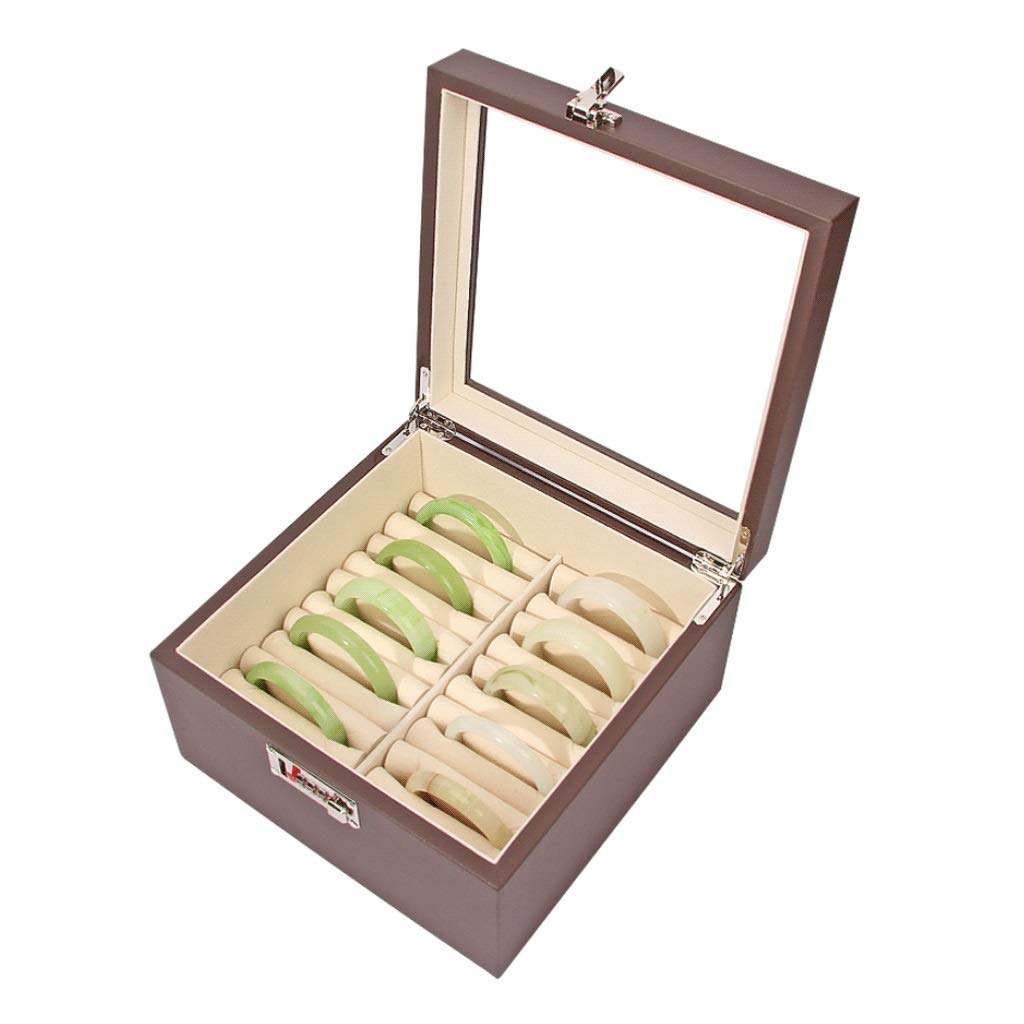Schmuckschatulle aus Leder, Schmuckschatulle mit 20 Fächern, Jade-Jade-Armband, Schmuckschatulle mit Zahlenschloss, Armband aus elastischem Perlensamt, Kartenfach, Schmuckschatulle, Organizer (Farbe: