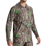 LOOGU Men's Hunting Camo Shirt Lightweight, Camouflage Shirts for Turkey Hunting Long Sleeve Shirt with Hood for Fishing Hiking Camping
