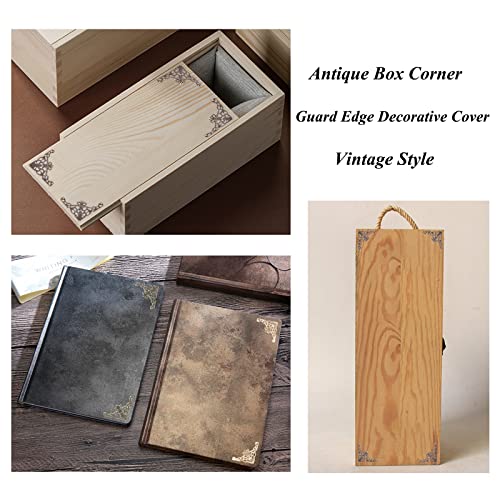 Nauhix 50Pcs Antique Metal Book Corner Protector, Vintage Metal Book Scrapbooking Corner Hollow Triangle Desk Edge Corner Embellishments Decorative For Diy Picture Frame Jewelry Box(Silver) #TOP4