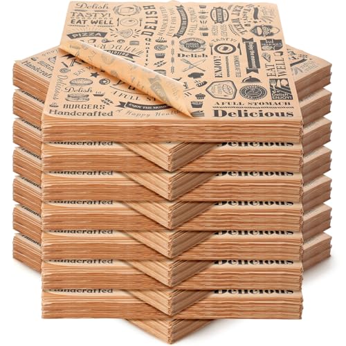 Outus 3600 Pcs 12 x 12 Inch Deli Wax Paper Sheets, Brown