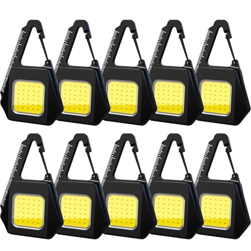 Multifunctional Keychain Emergency Light Rechargeable Portable Work Light Keychain COB Light with Magnetic Base Bottle USB Rechargeable Pocket Light with Ruler for Camping Hiking Repairing (10)