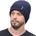CAMOLAND Men's Fleece Wool Cable Knit Winter Beanie Hat (Navy)