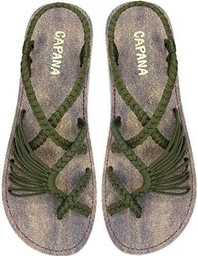 Capana Woven Women's Flat Sandals - Strappy Braided Sandals, Beach Sandals for Women Dressy Summer, Rope Bohemian Sandals, Spring Casual Womens Shoes, Comfy Boho Flats for Teen Girls – Banyan
