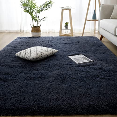 Teppich wohnzimmerteppich Shaggy Teppich 234 X 161 cm, Weich Langflorteppich Schlafzimmer Modern Soft Area Rug Bettvorleger Indoor Teppich (Schwarz) Cover