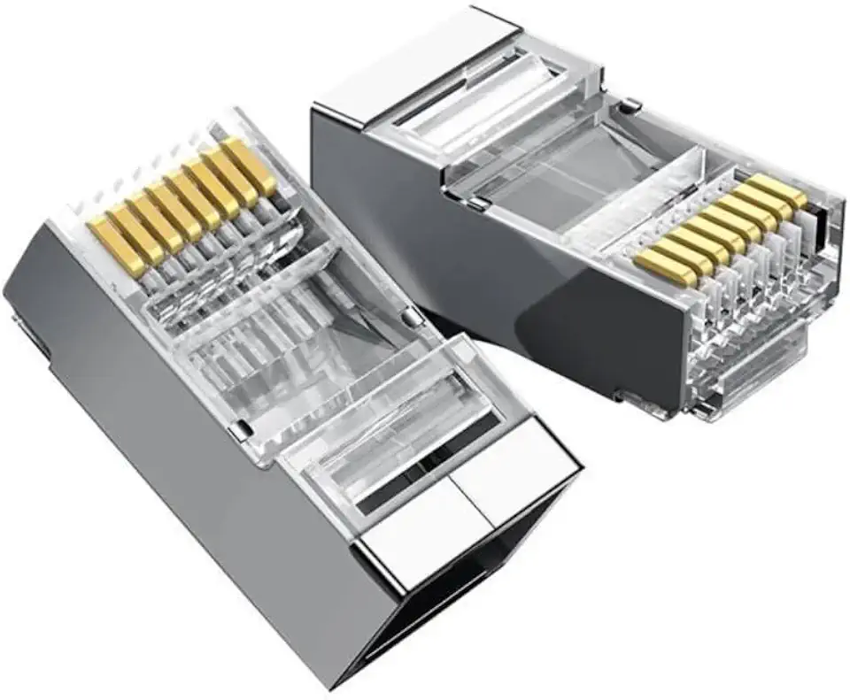 Genérico 50x Conector RJ45 Cat6 Blindado Macho Plug Rede Gigabit Lan