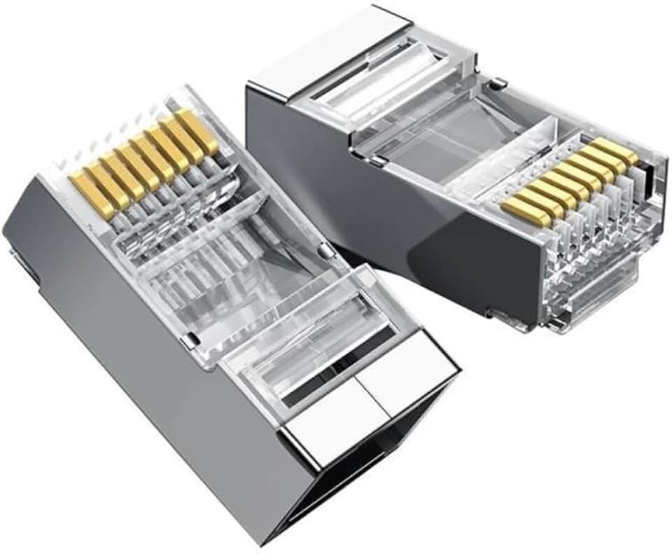 Genérico 50x Conector RJ45 Cat6 Blindado Macho Plug Rede Gigabit Lan