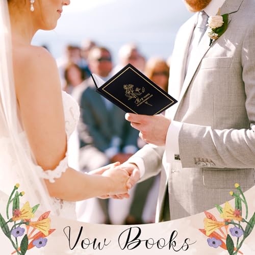 Image of Engrowtic Set of 2 Wedding Vow Books His and Hers (6.06x4.17) Premium Wedding Keepsake Essentials Elegant Bridal Shower Engagement Ceremony Gift for Bride Groom(Black White,Floral)