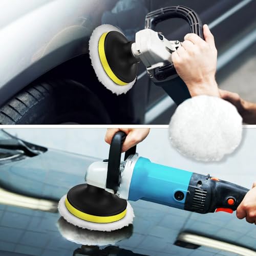 4 Stück Auto Polierhaube,125mm Polieraufsatz Winkelschleifer Polierhaube,Polieraufsatz Kompatibel mit Bosch Exzenterschleifer,Wolle Polierteller,Lammwolle Polierhauben,für Autoscheinwerfer,Korkböden