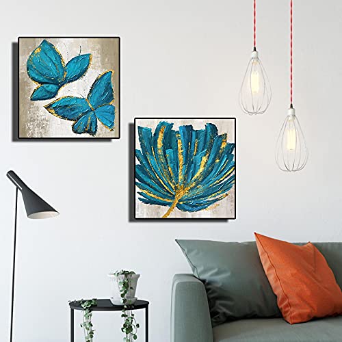 Toile papillon lignes dorées pour habiller un mur vide avec un art moderne de salon