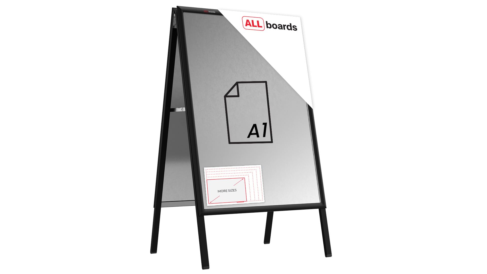 ALLboards A1 Double-Sided Snap Frame Advertisement Stand with Black Aluminium Frame — image 1