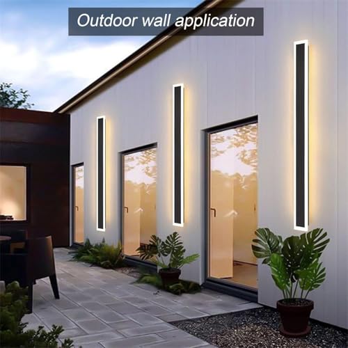TUORD 2Pack 39inch Long Outdoor LED Wall Lights,30W Waterproof IP65 Warm White led Wall Light Rectangular Black Wall Light,led Porch Lights Outdoor Wall Elegant Frosted White Acrylic Anti Rust by TUORD - Image 2