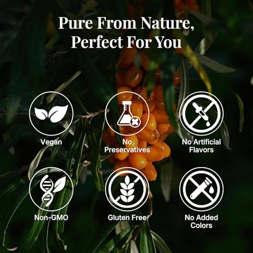 Image of First Bud Organics Himalayan Sea Buckthorn Berry 100g | Sun-Dried, Natural & Unsweetened | Rich in Omega 3 6 7 9, Vitamin C & E | Dried Sea Buckthorn Berry for Skin, Immunity, Gut & Heart | No Preservatives