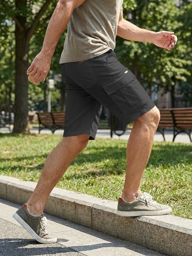 Image of JMIERR Mens Casual Cotton Twill Cargo Shorts Drawstring Classic Chino Stretch Short with 6 Pockets