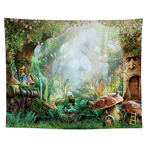 Allenjoy 8X8ft Spring Cartoon Fairy Tale Mushroom Enchanted Forest Wonderland Photography Backdrop Children