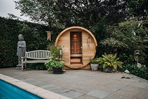 well2wellness Sauna Infrarotkabine Barrel aus Thermo Fichte 150x195x206 (L x B x H)-2