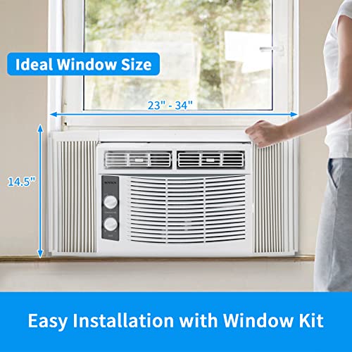 Rovsun 5000 Btu Window Air Conditioner, Energy-Saving Ac Unit With Mechanical Controls, Ideal For Rooms Up To 150 Square Feet, 115V/60Hz, White #TOP7