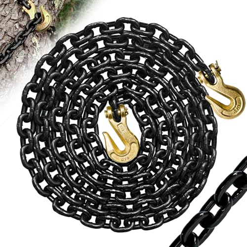Image of 5 /16 inch Tow Chain, 12 Ft G80 Transport Binder Chain with 4900 Lbs Safety Load,Trailer Safety Chains with G70 Clevis Grab Hooks for Transporting Towing&Logging,Tie Down Binding