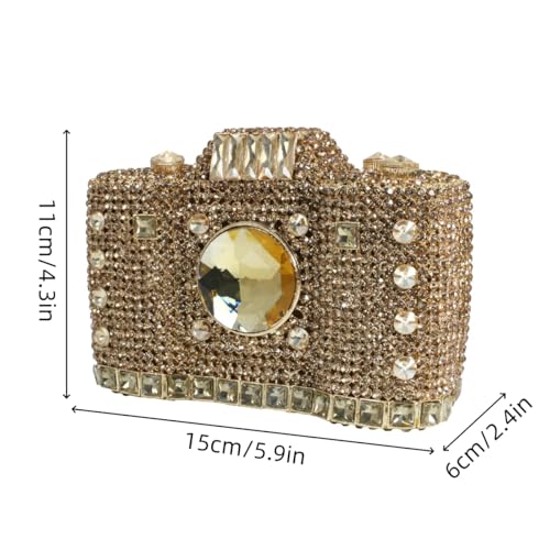 Image of UMREN Novelty Crystal Camera Shaped Clutch Purse for Women Sparkly Rhinestones Evening Clutch Bag Glitter Bridal Prom Handbag