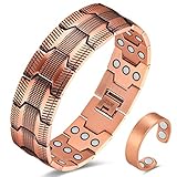 Cigmag 3X Copper Bracelet for Men Triple Ultra Strength Magnets Pure Copper Magnetic Bracelet & Ring Set with Adjustable Sizing Tool