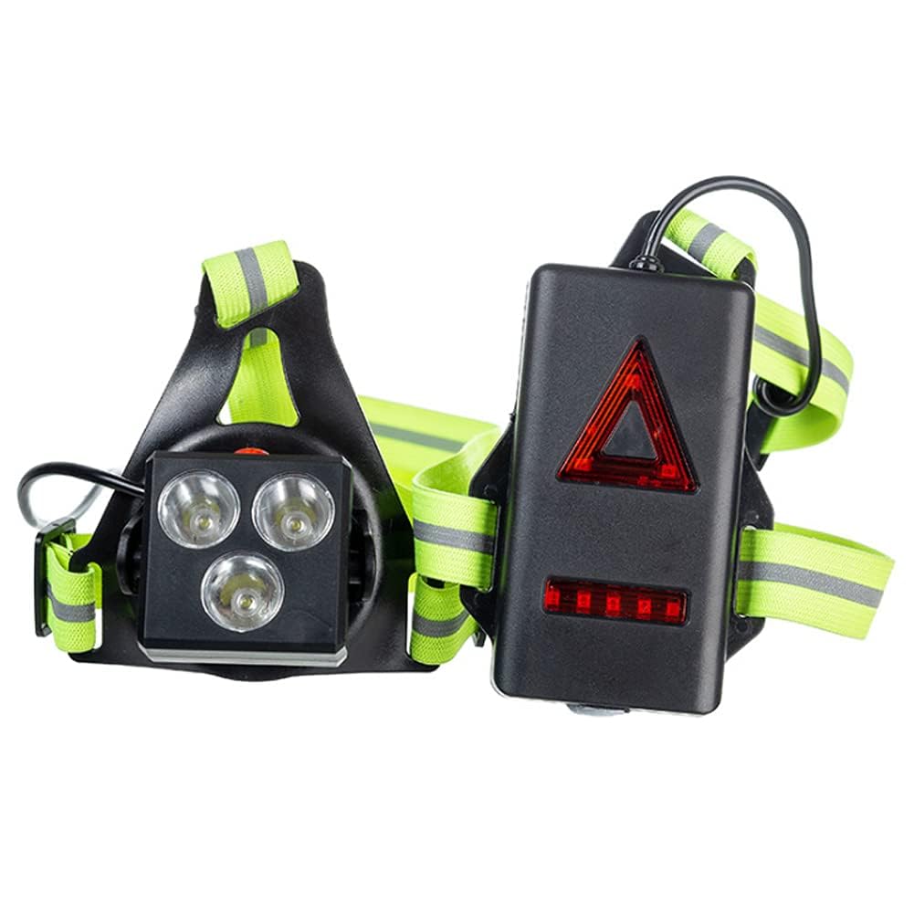 Azonee Sports Running Light, LED Running Lamp with Rear Safety Warning Light and Battery Indicator, Lighting Chest Running Light with USB Rechargeable and 3 Modes for Biking, Night Running, Fishing