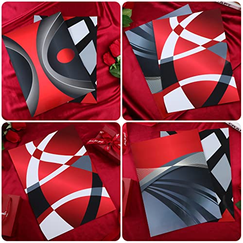 4 Pieces Multi-Colors Stripe Poster Prints Unframed Abstract Wall Art Modern Abstract Wall Art Abstract Art Prints Paper Art Posters For Wall Home Decoration (Red Silver And Black,11.8 X 15.7 Inch) #TOP3