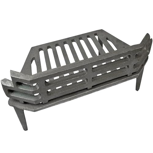16-Inch ww Cast Iron Fire Grate with 4 Legs & Upstand – Heavy Duty Fireplace Grate for Logs, Coal & Solid Fuel – WW Stool Fire Basket