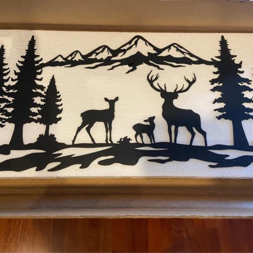 Metal Mountain Wall Art, Deer Mountain Wall Art, Metal Wall Art, Wall Hangings, Living Room Wall Art, Home Decor Artwork Nature Wildlife Wall Art, Deer Art (28" X 14" | 70 X 35 Cm) #TOP6