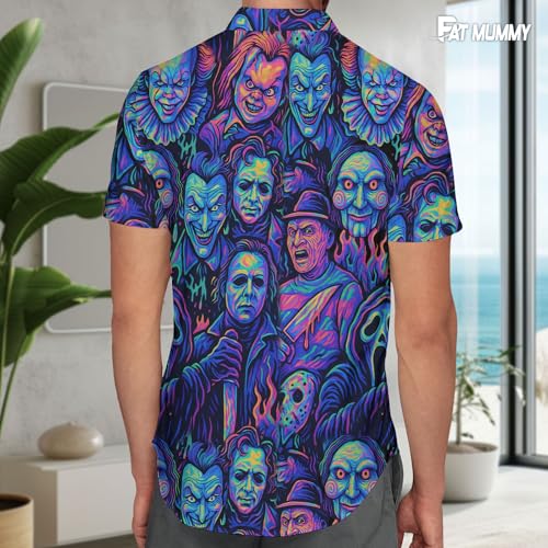 Mens Halloween Hawaiian Shirt, Horror Friends Shirts for Men Women Short Sleeve3