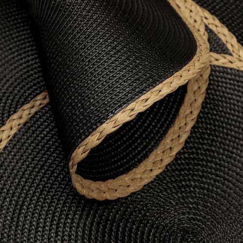 Round Placemats Set of 8, Woven Table Mats, Thin Edge, Black by Noctiflorous - Used condition - Image 3
