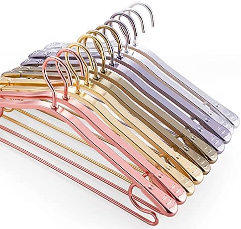Hangers Drying Rack Anti-Slip Clothes Rack Adult Child Coat Wardrobe Space Saver Storage Hangers Clothes Hangers (Gold 5Pcs)