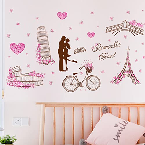 Ciwei Paris Wall Stickers Eiffel Tower - Wall Decal Vinyl Decoration Removable Self-Adhesive Mural Gift Living Room Background Wall Decoration Kitchen Office Girl Room #TOP6