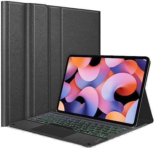 Image of HOM 3 Fold 7-Colour Backlight Detachable Wireless Bluetooth Keyboard with Trackpad /Touchpad Tablet Cover Case for Xiaomi Mi Pad 6 11 inch Inch Tablet