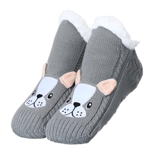 Image of ZYZX Cute Dog Slipper Socks for Women with Grips,Fuzzy Socks Indoor