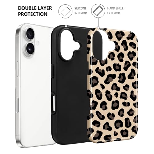 Image of Magnetic for iPhone 17 Case for Women Men, Brown Leopard | Cool Cheetah Pattern Design [Compatible with MagSafe] 2-Layer Hybrid Shockproof Glossy Protective Cover