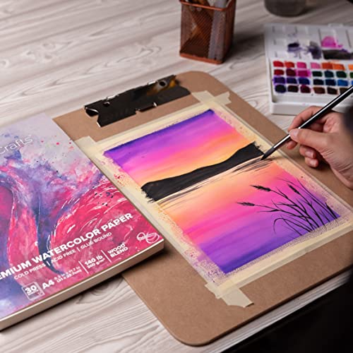Gencrafts Watercolor Paper Pad 2 Pack - A4 8.3X11.7" - 60 Sheets Total (140Lb/ 300Gsm) - Cold Press Acid Free Art Sketchbook Pad For Painting & Drawing, Wet, Mixed Media #TOP4