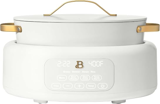 ITS BRAZILIAN Beautiful 10 in 1, 6 Qt Electric Multi-Cooker, White Icing by Drew Barrymore