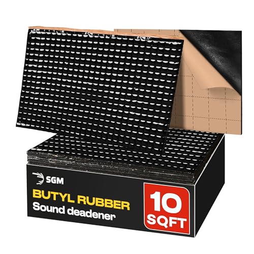 SGM Black Premium Car Sound Deadening Mat 120 mil (3mm) 10 sqft (0.92 sqm), Automotive Sound Deadener, Self Adhesive Butyl Car Sound Deadening Material, Audio Noise Insulation and Dampening Sheets