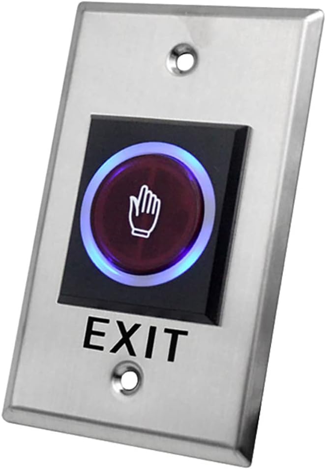 Rubik No Touch Door Release Exit Button Sensor with LED, Vertical Contactless IR Control Switch Stainless Steel Panel Input DC12V Output NO/COM for Access Control Door Gate Automation Electronic Locks