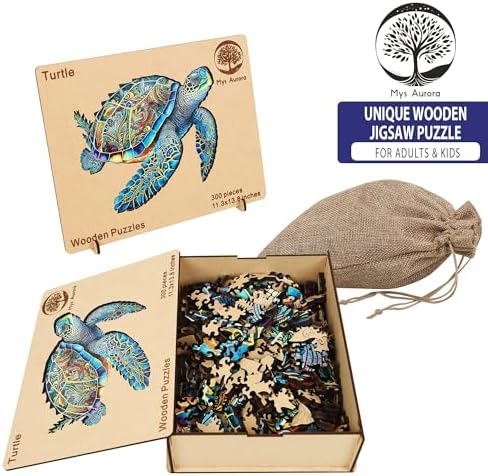 Wooden Puzzles, Sea Turtle Jigsaw Puzzles 200 Pieces, Unique Shaped Wooden Puzzles for Adults and Kids, Family Game 9.2 x 11.2 Inch - 4