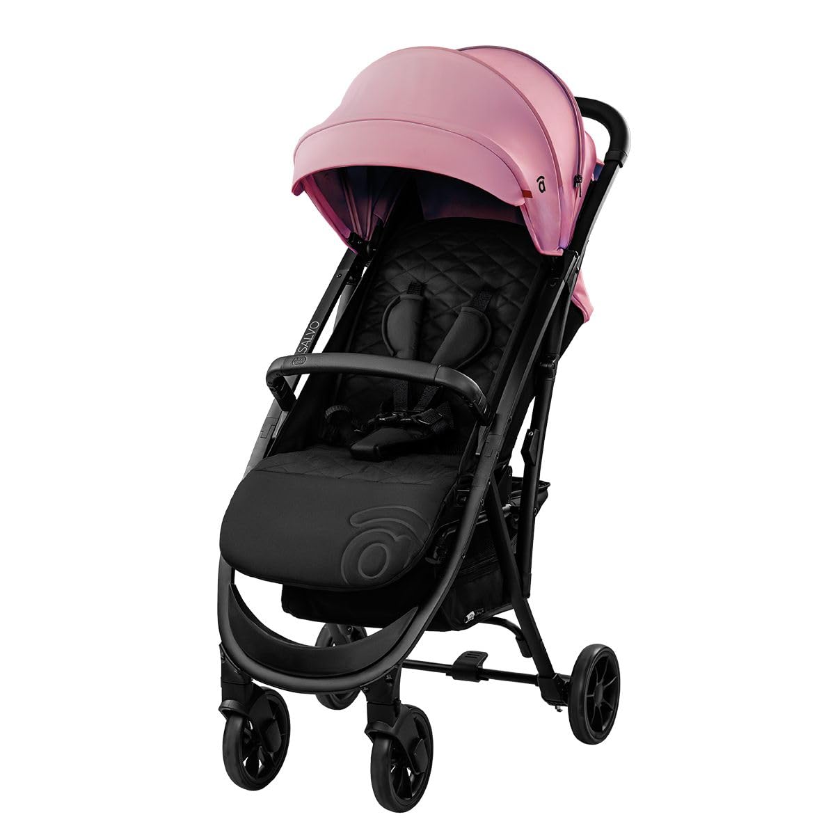 Asalvo COTTON 2 Silla de Paseo para bebé, Carrito de paseo con Respaldo Reclinable, Cochecito urbano, Arnés 5 Puntos, SPF50+, Capota con Ventana, Manejable y Máxima Seguridad Hasta 24 kg Rosa