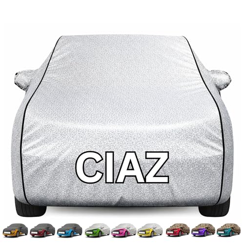 Image of 100% Waterproof Ciaz Car Cover Heavy Duty - Premium Polyester Car Body Cover, All Weather Outdoor Protection, UV Resistant, Dustproof, Windproof, Heat Resistant, Scratch Resistant (Silver)