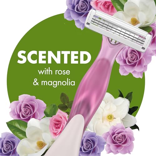 BIC Soleil Escape Women's Disposable Razors, 3 Blades for a Comfortable Shave, Pack of Rose and Magnolia Scented Handle Shaving Razors for Women, 3 Count - image 2